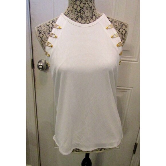 Murmur Reserve Blouse Top White Gold Hardware Designer Retail $249 Sz 42 US L - Picture 3 of 10